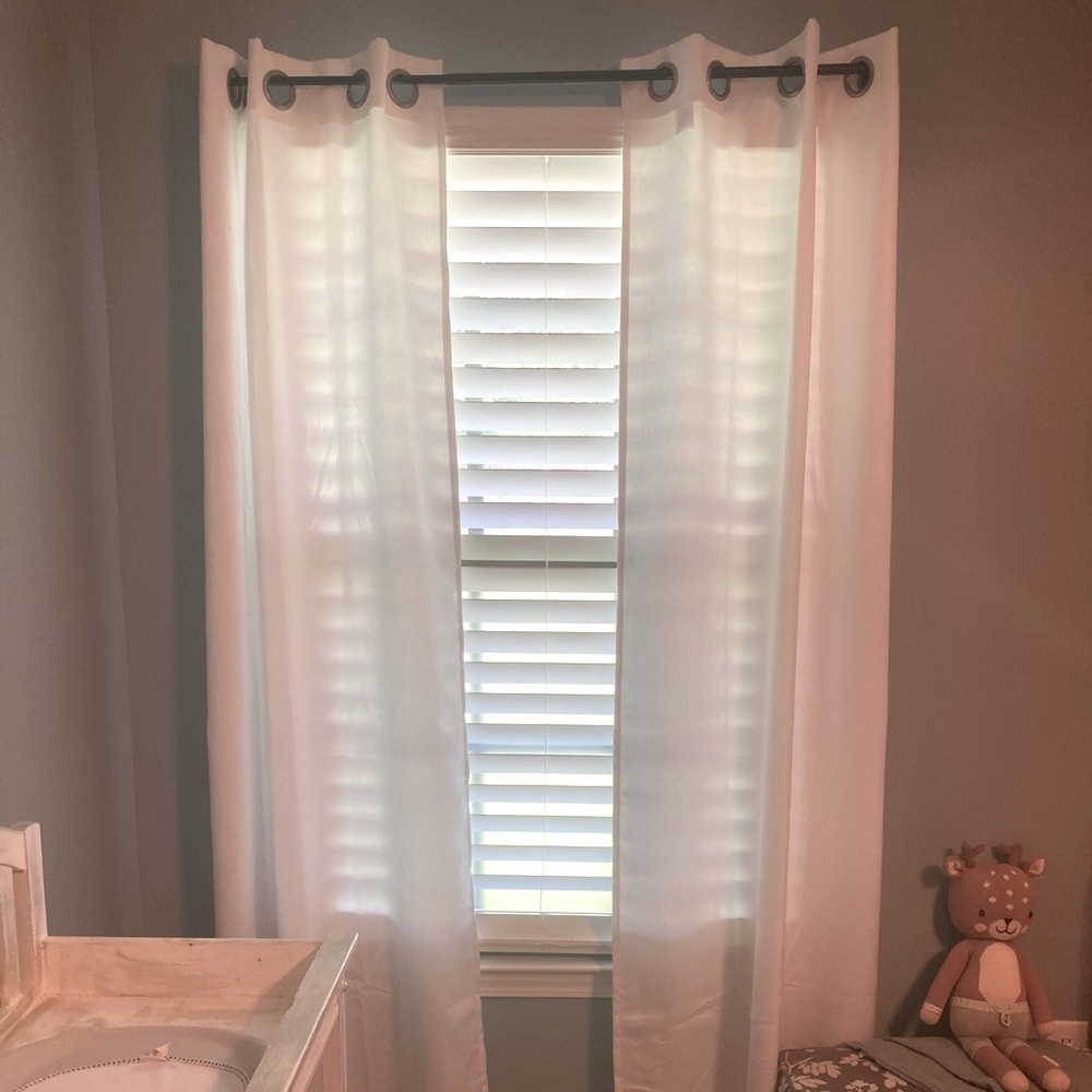 White textured curtains.